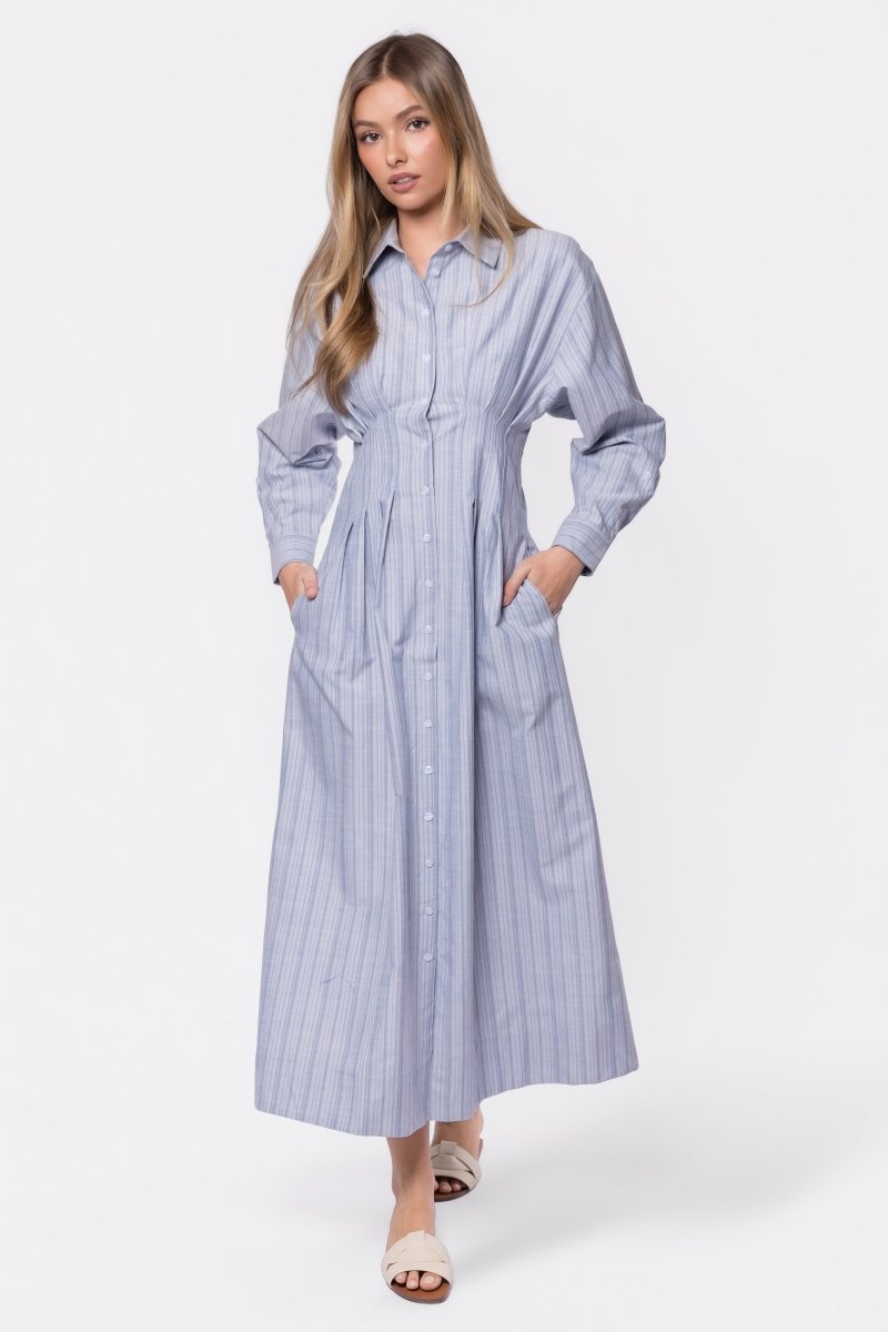 Gianna Dress (Blue Stripe) - Glamourous Grace