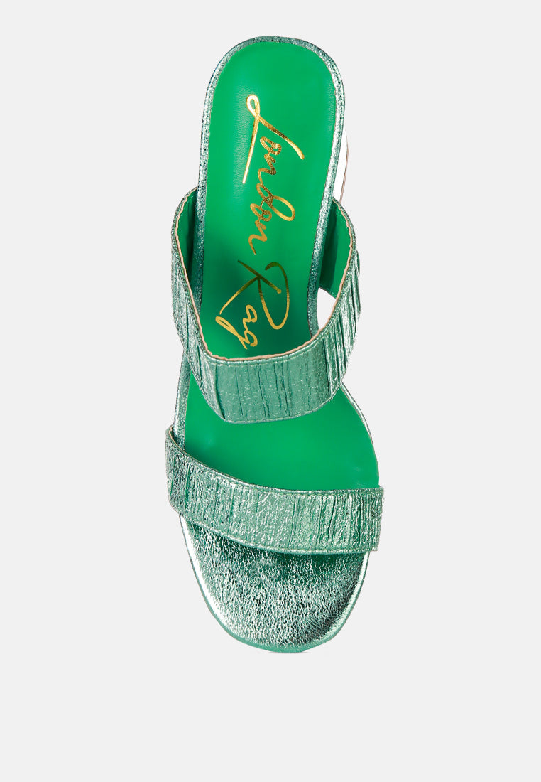 Giblet Metallic Slip On Block Heels - Glamourous Grace