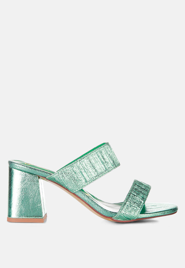 Giblet Metallic Slip On Block Heels - Glamourous Grace