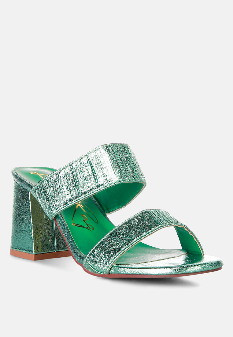 Giblet Metallic Slip On Block Heels - Glamourous Grace