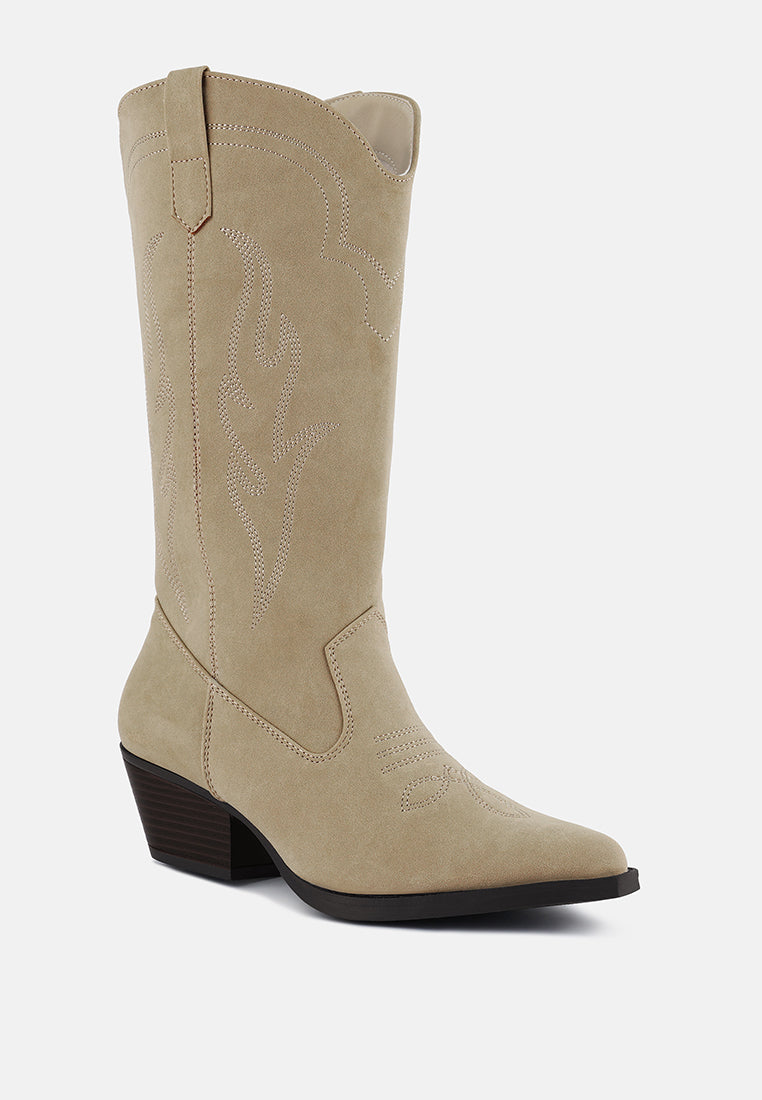 Ginni Embroidered Calf Boots - Glamourous Grace