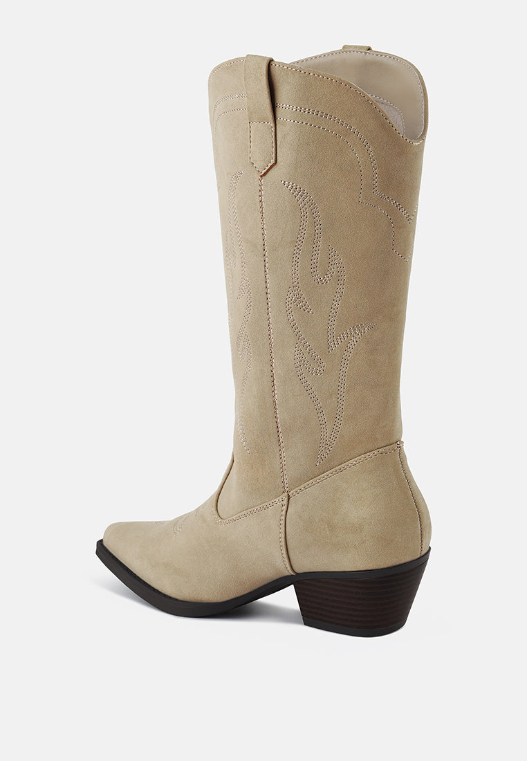 Ginni Embroidered Calf Boots - Glamourous Grace