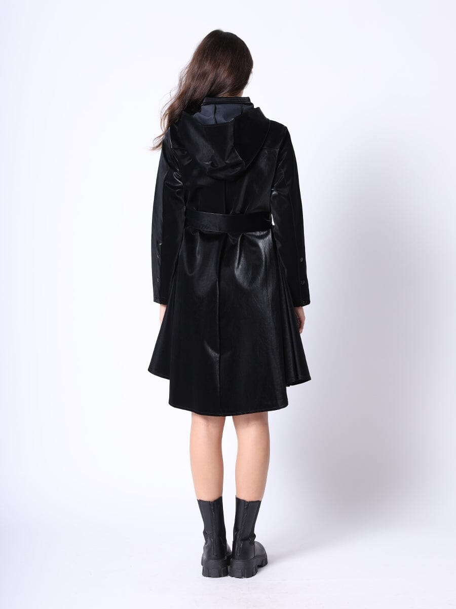 Glossy Rain Coat with Waist Ribbon - Glamourous Grace