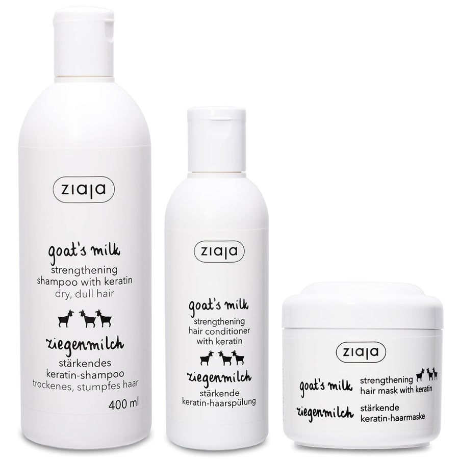 Goat's Milk Hair Care Bundle: Shampoo, Conditioner & Mask - Glamourous Grace
