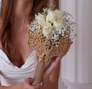 Gold Bouquet Holder, Gold Wedding Bouquet - Glamourous Grace