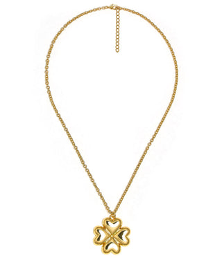 Puffy Shamrock Necklace with gold chain - 18k Plated Necklace - Glamourous Grace