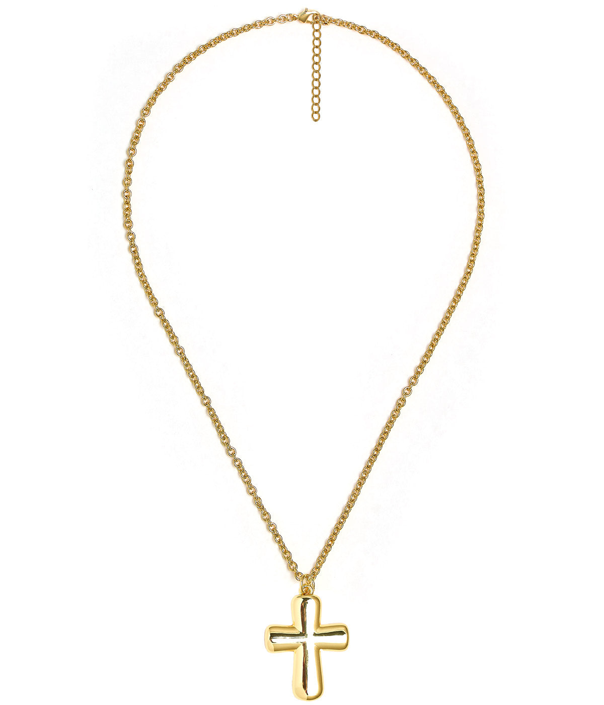 Puffy Cross Necklace with gold chain - 18k Plated Necklace - Glamourous Grace