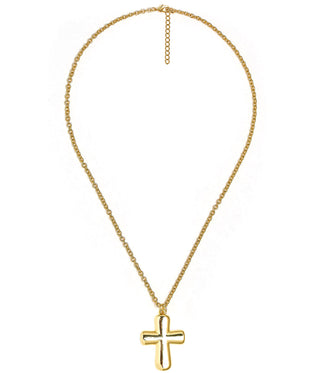 Puffy Cross Necklace with gold chain - 18k Plated Necklace - Glamourous Grace