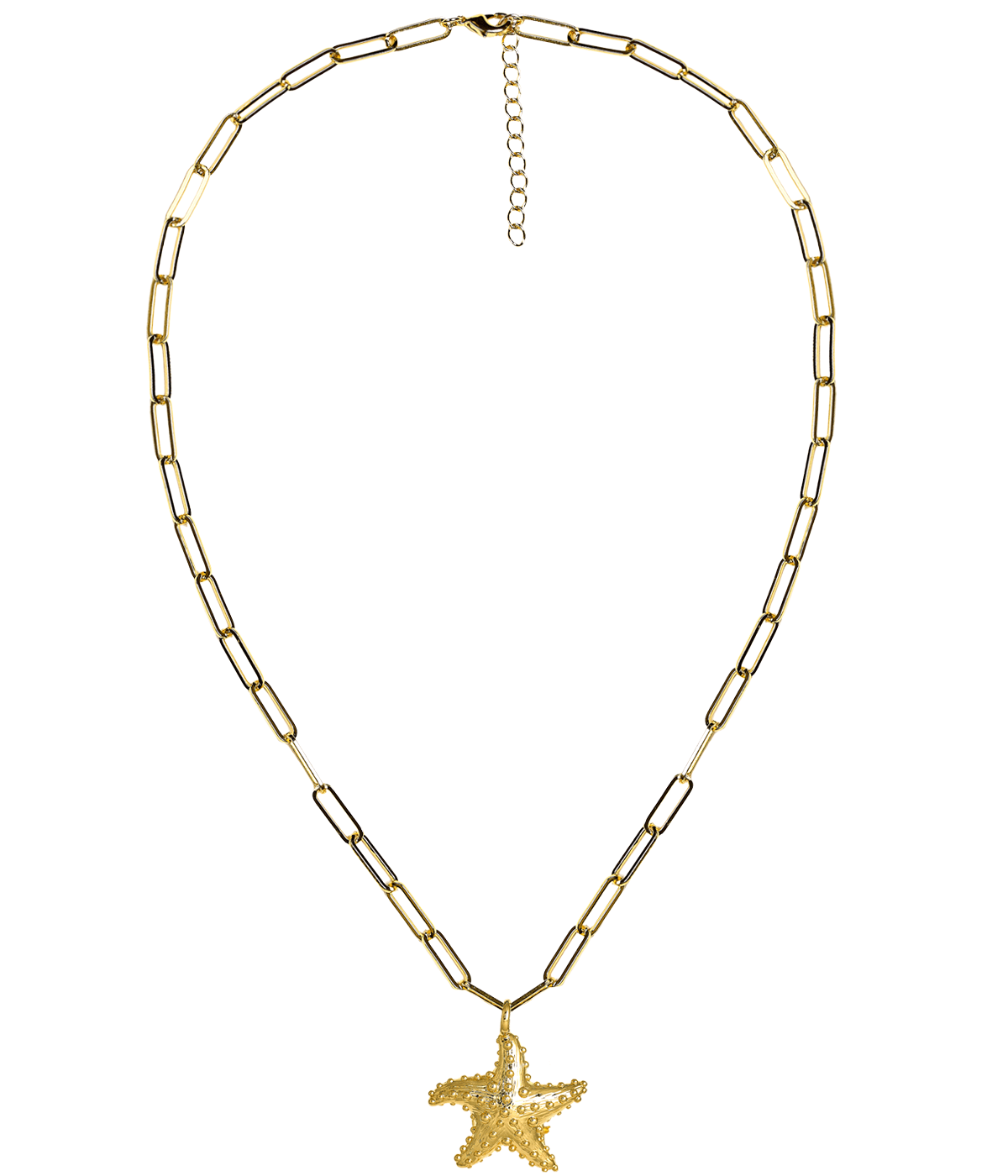 Gold Puffy Starfish Charm Necklace - 18k Gold Plated - Glamourous Grace