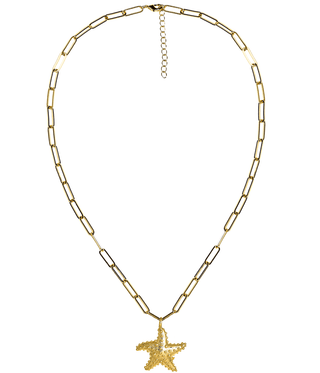 Gold Puffy Starfish Charm Necklace - 18k Gold Plated - Glamourous Grace