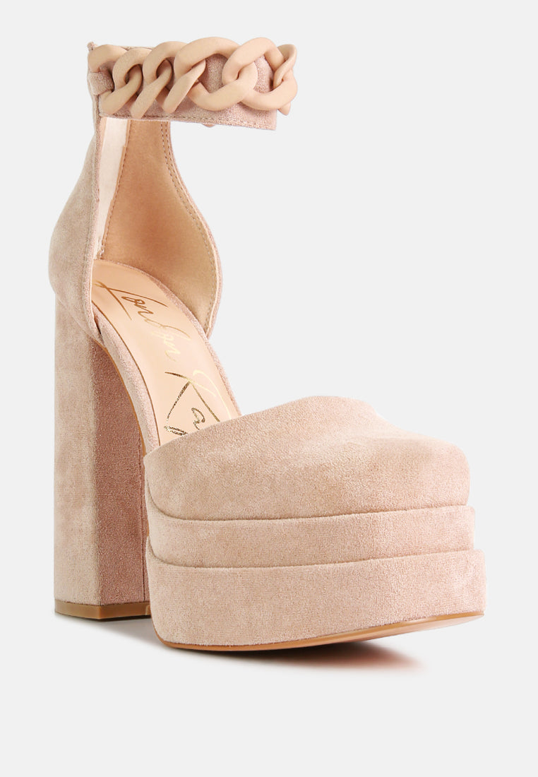 Golden Hour Showstopper Chain Embellished High Platform Sandals - Glamourous Grace