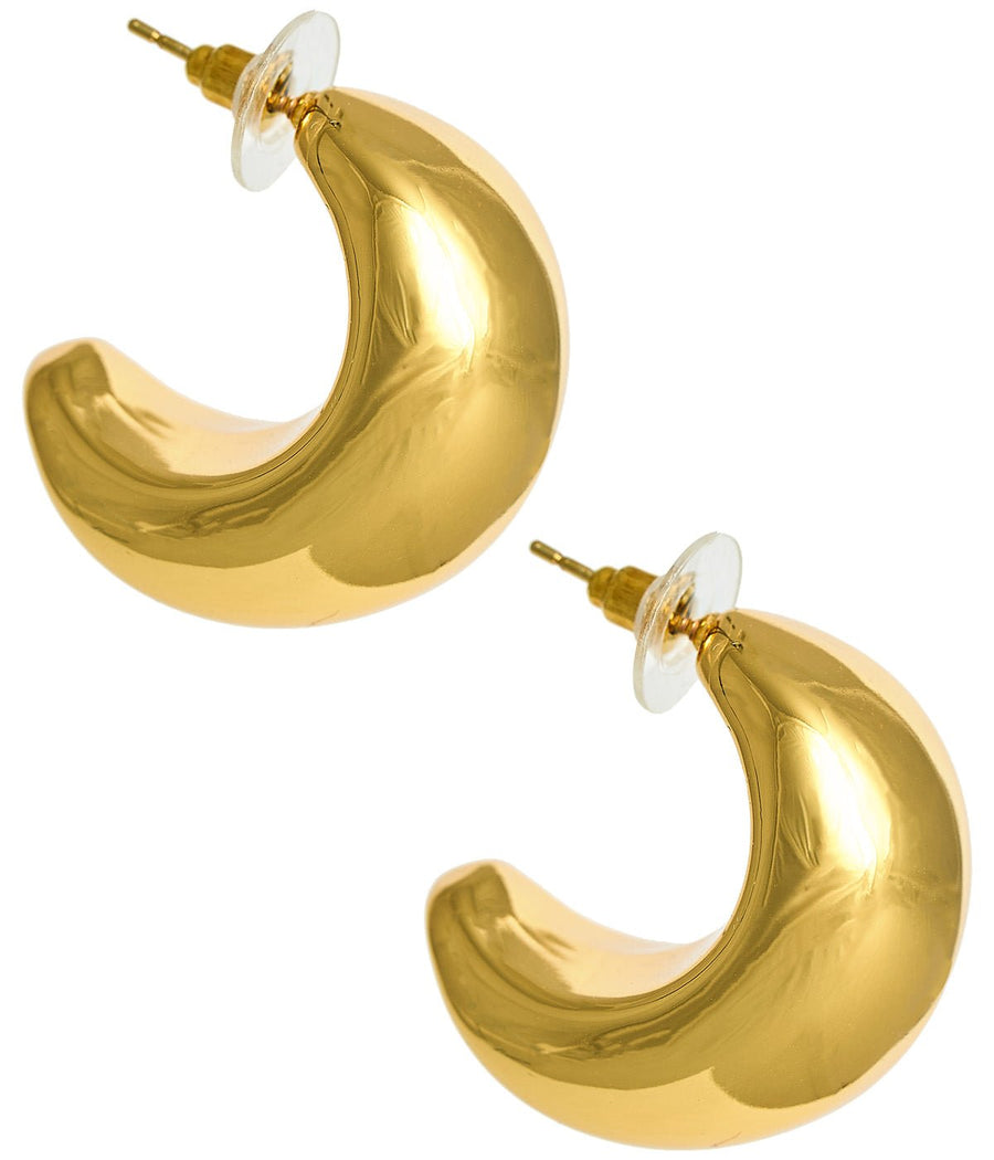 Goldie - Hollow Puffy 18k Gold Plated Hoop Earring  - Meeghan Mullin Collection - Glamourous Grace