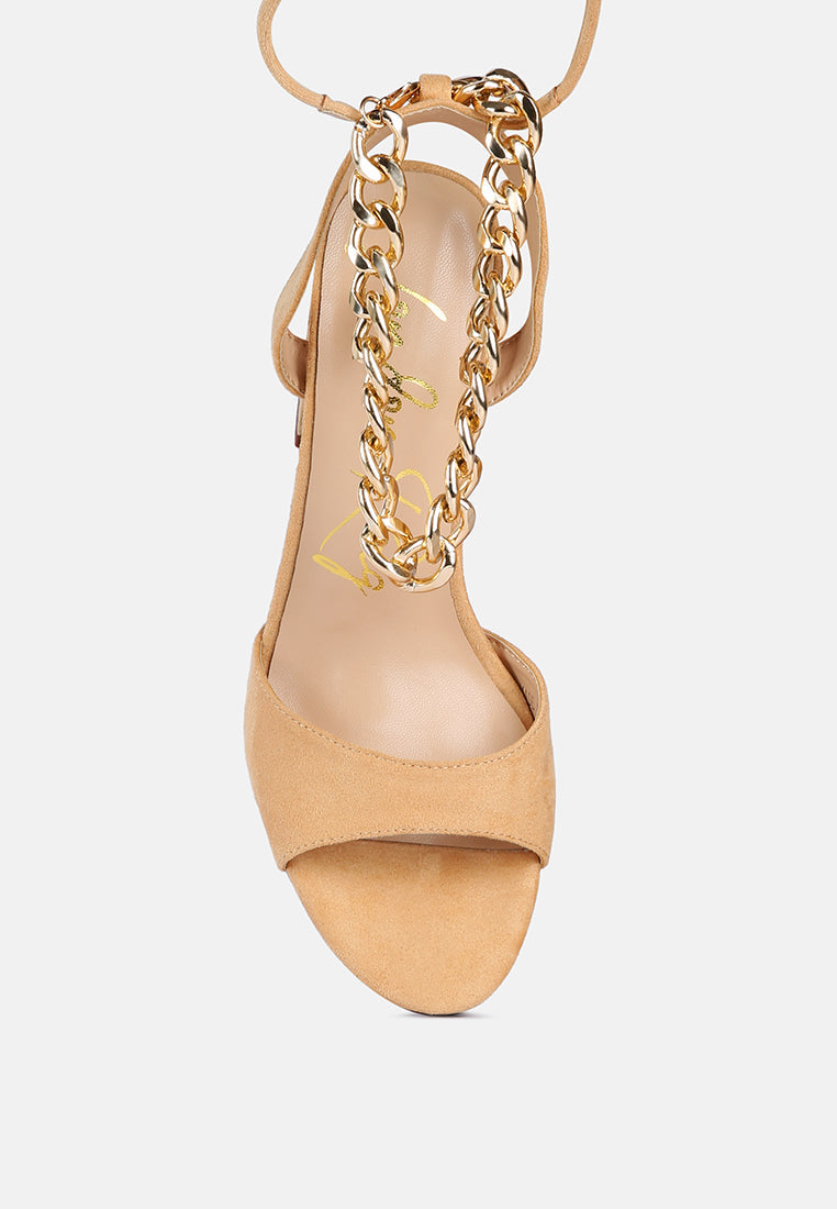 Gone Gurl Metal Chain Lace Up Sandals - Glamourous Grace