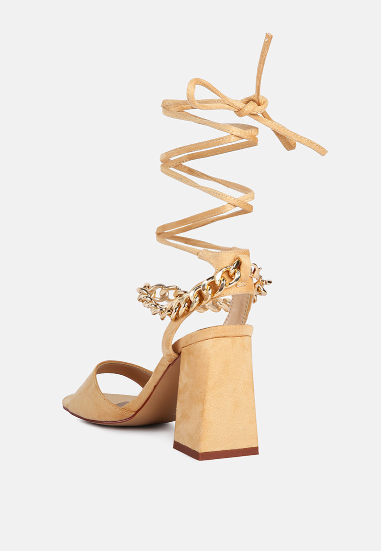 Gone Gurl Metal Chain Lace Up Sandals - Glamourous Grace