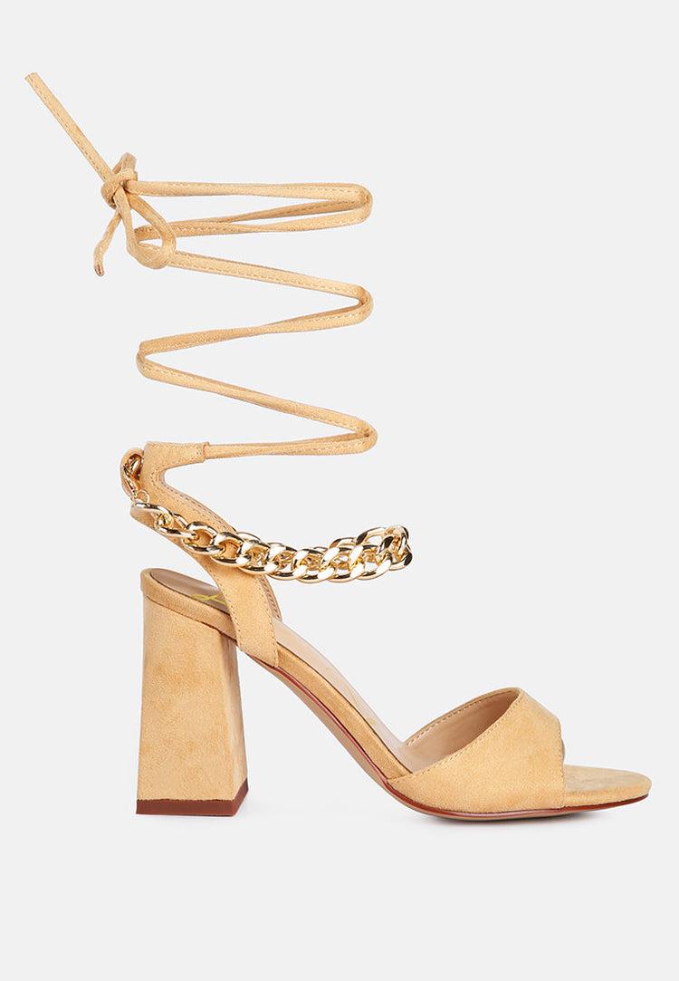 Gone Gurl Metal Chain Lace Up Sandals - Glamourous Grace