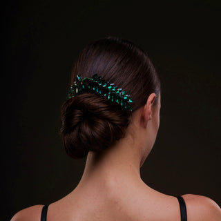 Emerald Green Crystal Leaf Hair Comb Set - Glamourous Grace