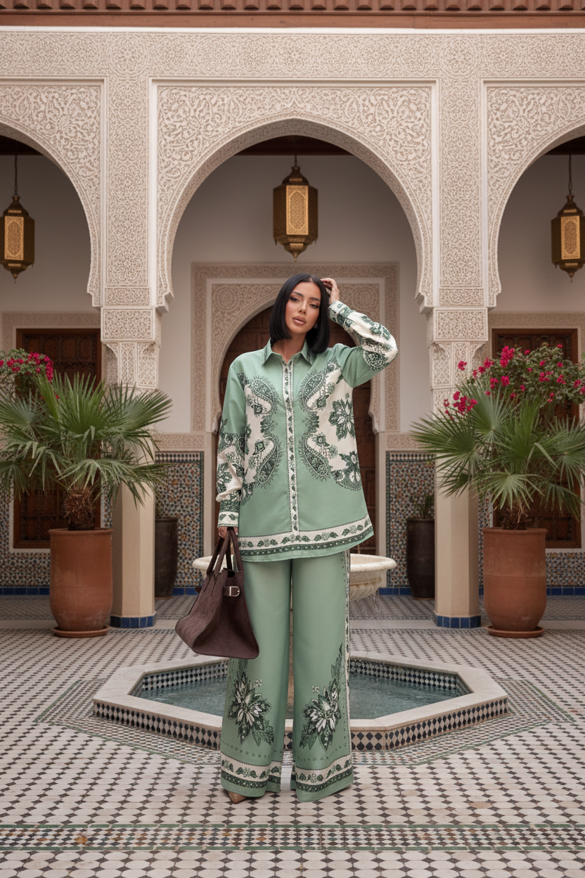 Green Paisley Set - 4