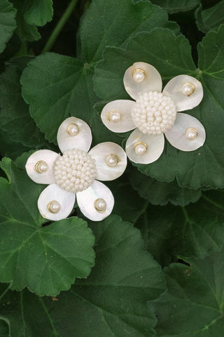 Greer - Mother Of Pearl Stud Flower Earrings - Glamourous Grace