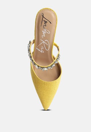 Greta Diamante Embellished Kitten Heel Mules