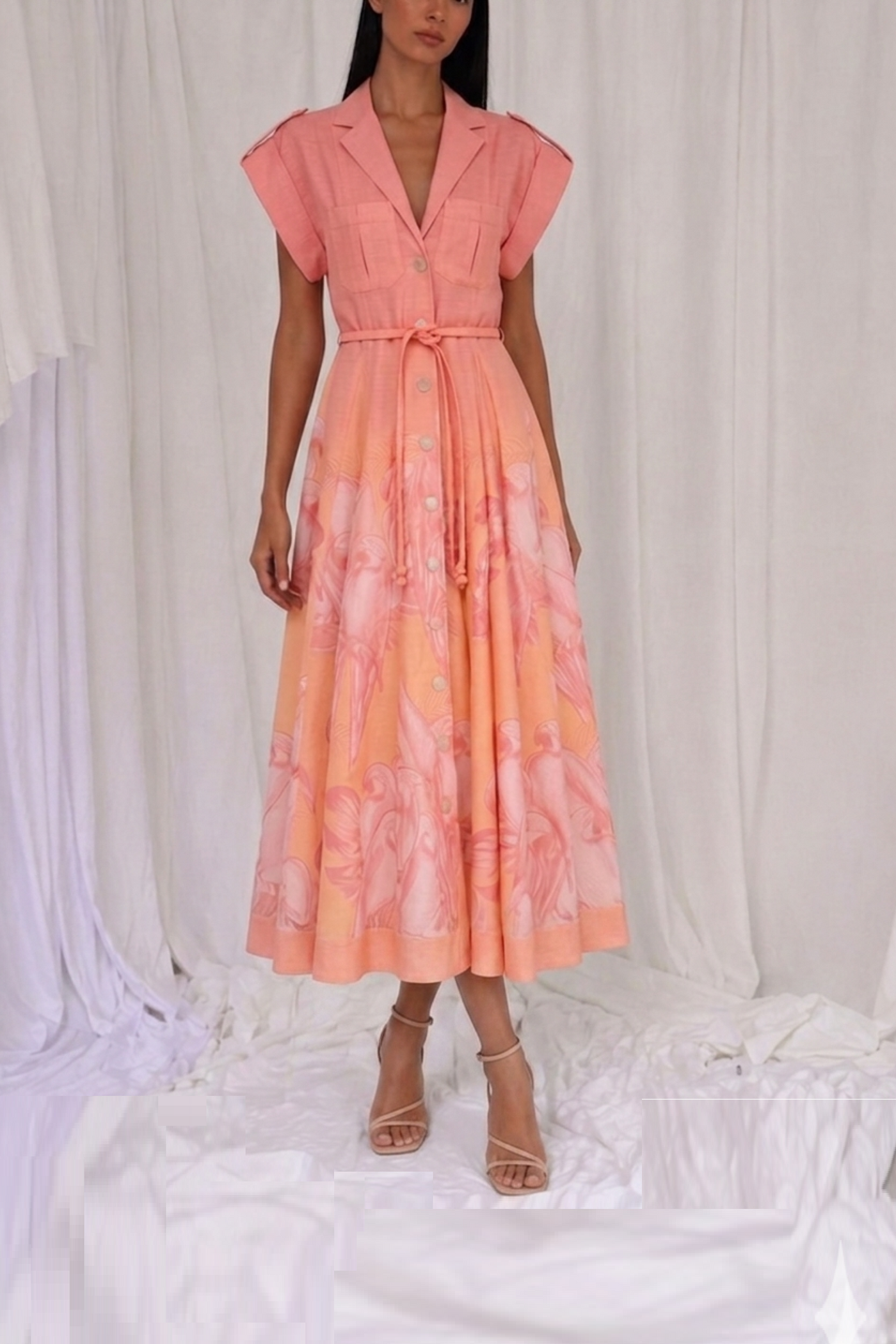 GUAYABA MIDI DRESS IN CORAL MACAW PRINT - Glamourous Grace