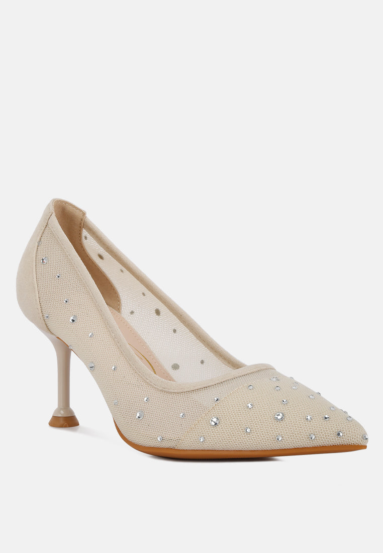 Guifaux Leatherre Rhinestone Embellished Lace Sandals - Glamourous Grace