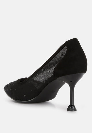 Guifaux Leatherre Rhinestone Embellished Lace Sandals - Glamourous Grace