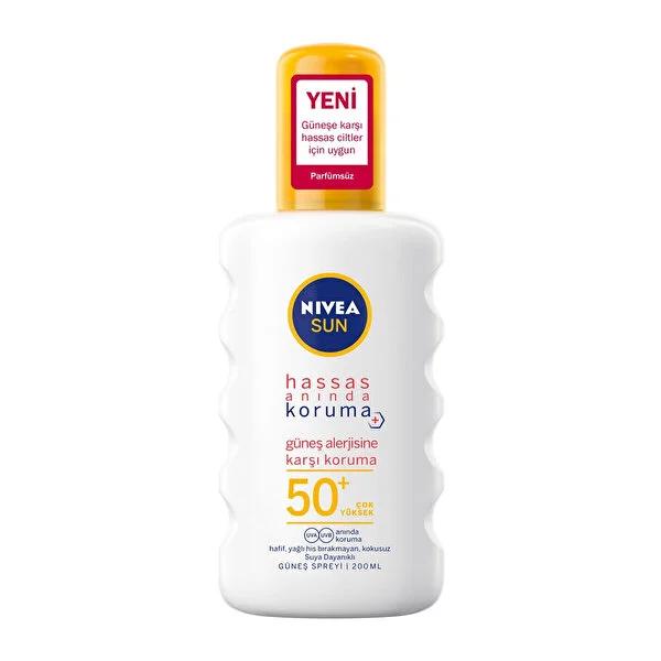 Nivea Sunscreen Spray SPF 50+ for Sensitive Skin - Water-Resistant, Fragrance-Free, Dermatologically Tested - 6.76 fl oz - Glamourous Grace