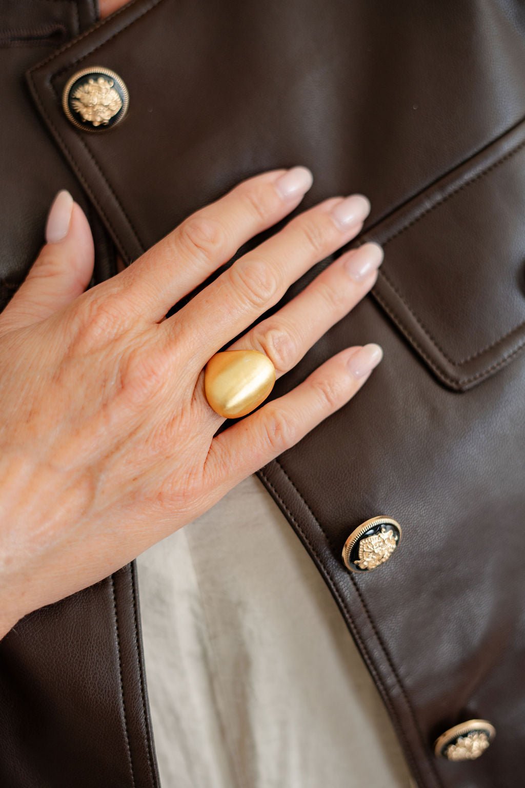 Gwyneth Ring - Brushed Gold - 18k Plated - Glamourous Grace