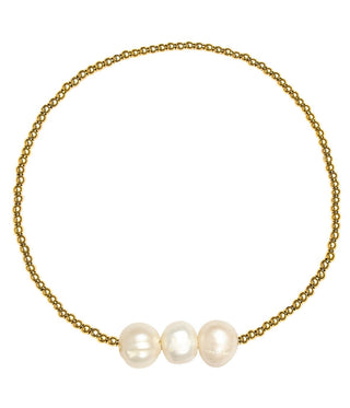 Hadley Triple Pearl -  18k Gold Plated Beaded Bracelets - Glamourous Grace