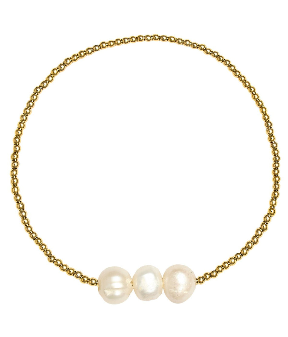 Hadley Triple Pearl -  18k Gold Plated Beaded Bracelets