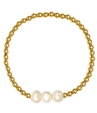 Hadley Triple Pearl -  18k Gold Plated Beaded Bracelets - Glamourous Grace