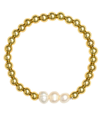 Hadley Triple Pearl -  18k Gold Plated Beaded Bracelets - Glamourous Grace