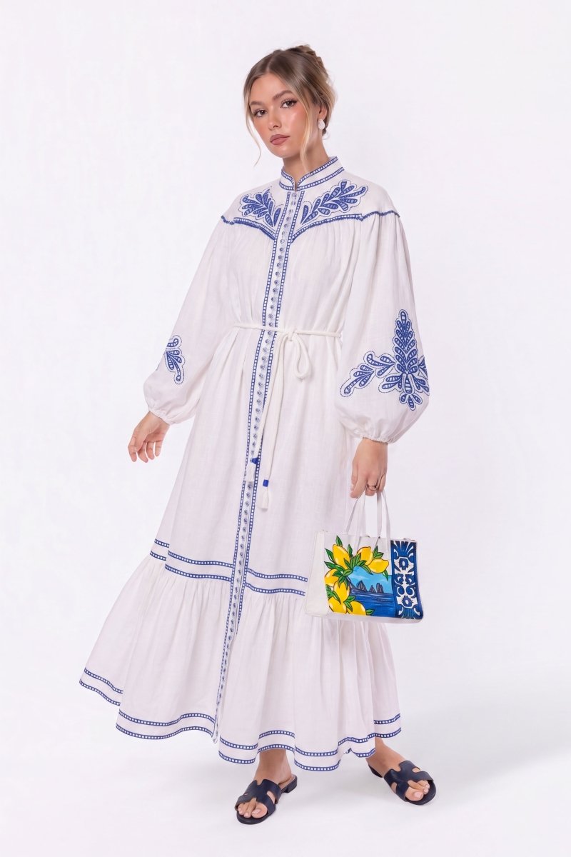 Hailey Dress (White Blue) - Glamourous Grace