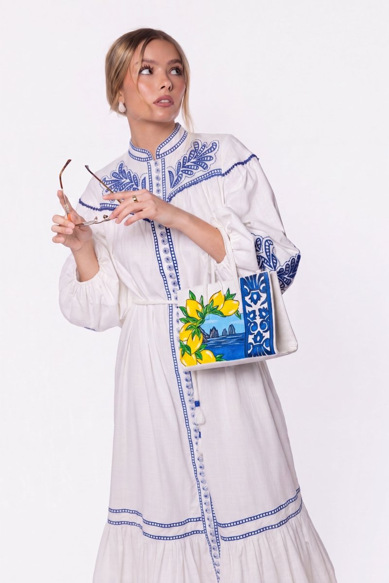 Hailey Dress (White Blue) - Glamourous Grace