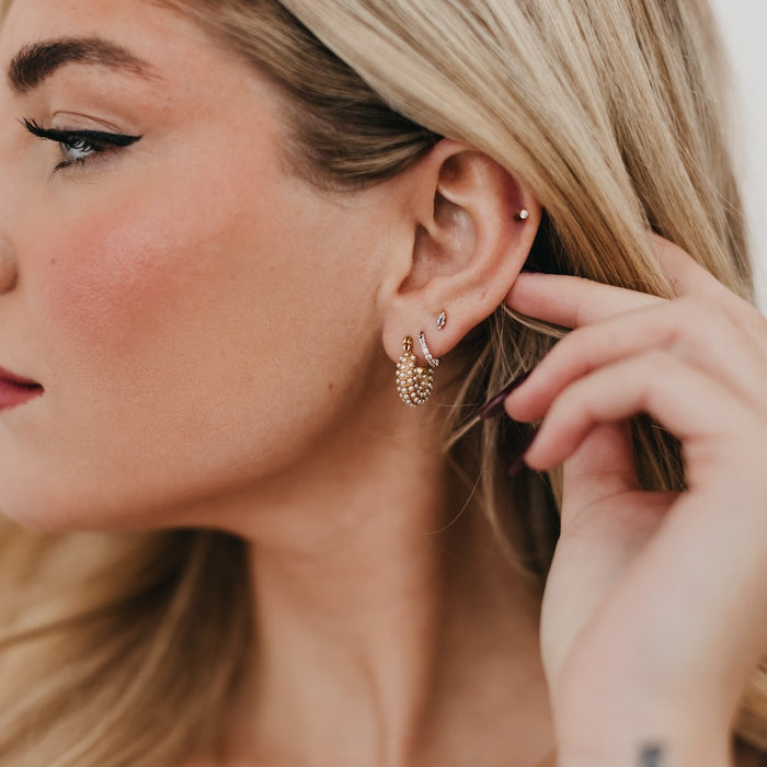 Hailey Huggie Pearl Earrings WATERPROOF - Glamourous Grace