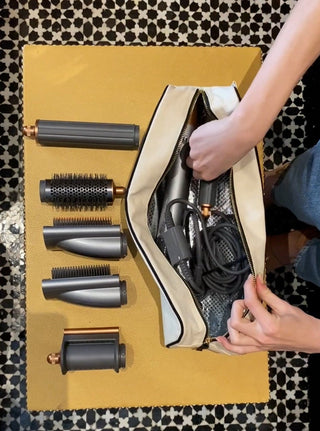 Roomy Hair Wrap Tools Travel Case – Cream - Glamourous Grace