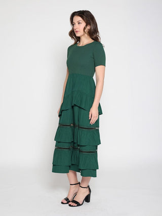 Half Knit Fabric Long Dress