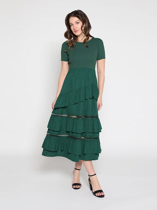 Half Knit Fabric Long Dress