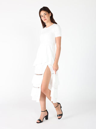 Half Knit Fabric Long Dress