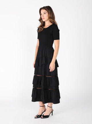 Half Knit Fabric Long Dress