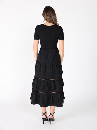 Half Knit Fabric Long Dress