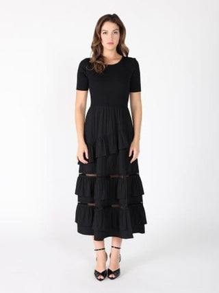 Half Knit Fabric Long Dress