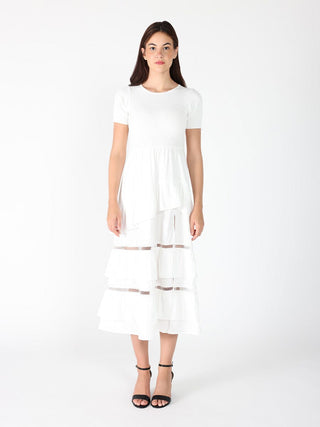 Half Knit Fabric Long Dress