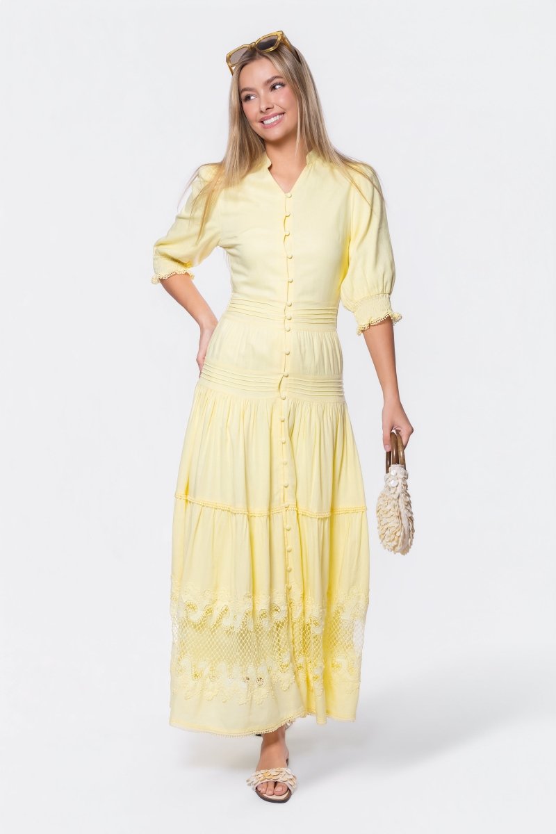 Hallie Dress (Light Yellow) - Glamourous Grace
