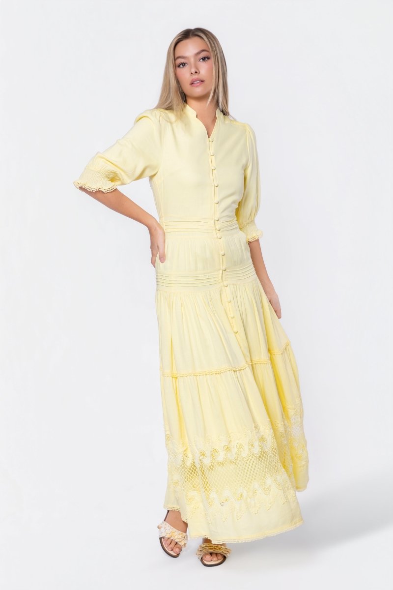 Hallie Dress (Light Yellow) - Glamourous Grace
