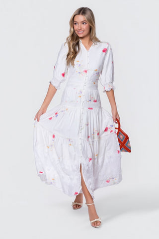 Hallie Dress (White Flower)
