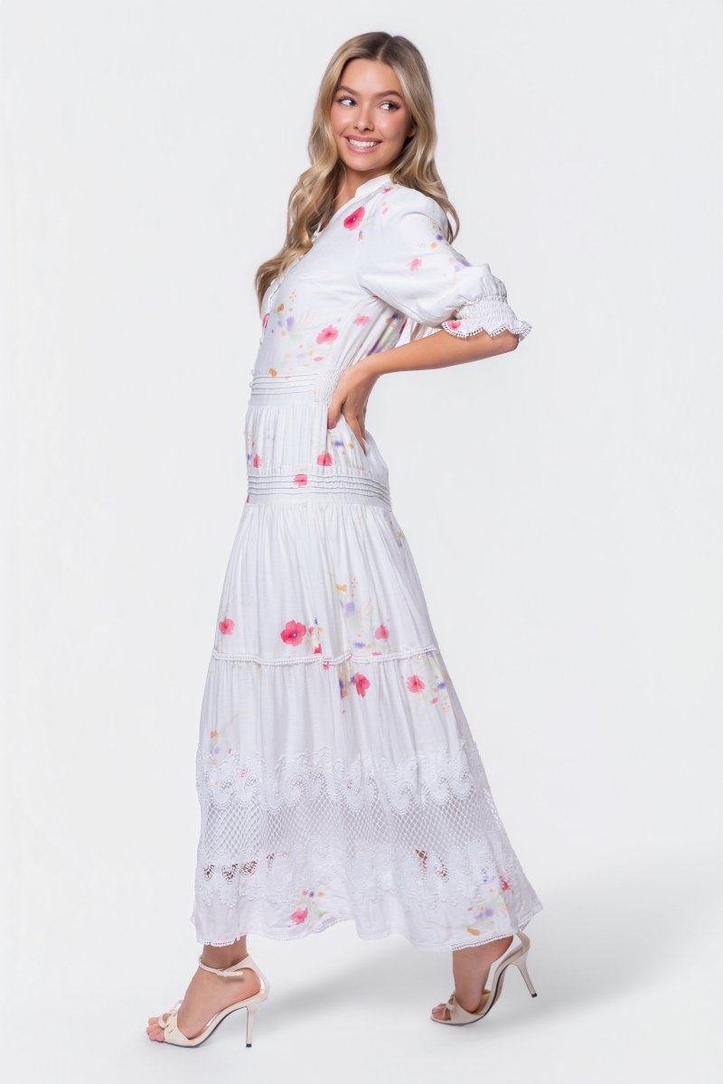 Hallie Dress (White Flower) - Glamourous Grace