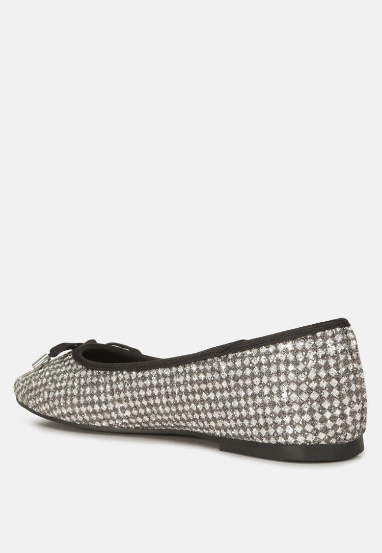 Harriet Glitter Faux Leather Flat Ballerinas