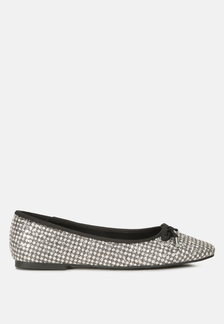 Harriet Glitter Faux Leather Flat Ballerinas - Glamourous Grace
