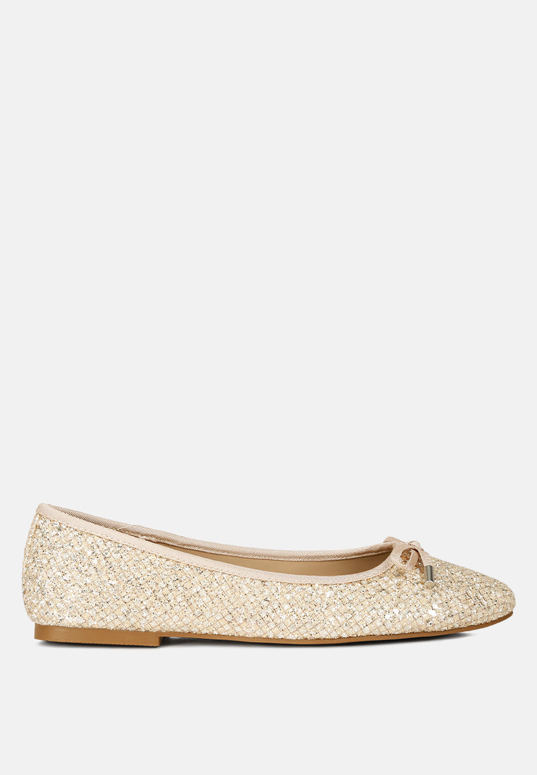 Harriet Glitter Faux Leather Flat Ballerinas - Glamourous Grace